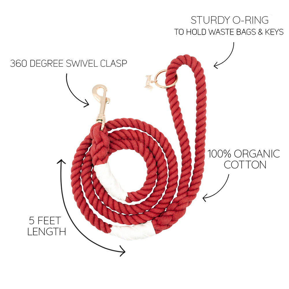 Dog Rope Leash - Crimson