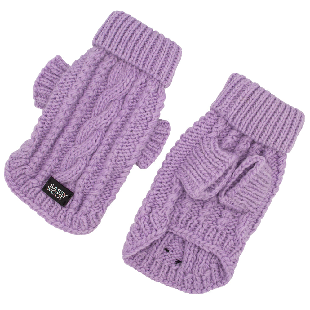 Dog Cable Knit Sweater - Lavender