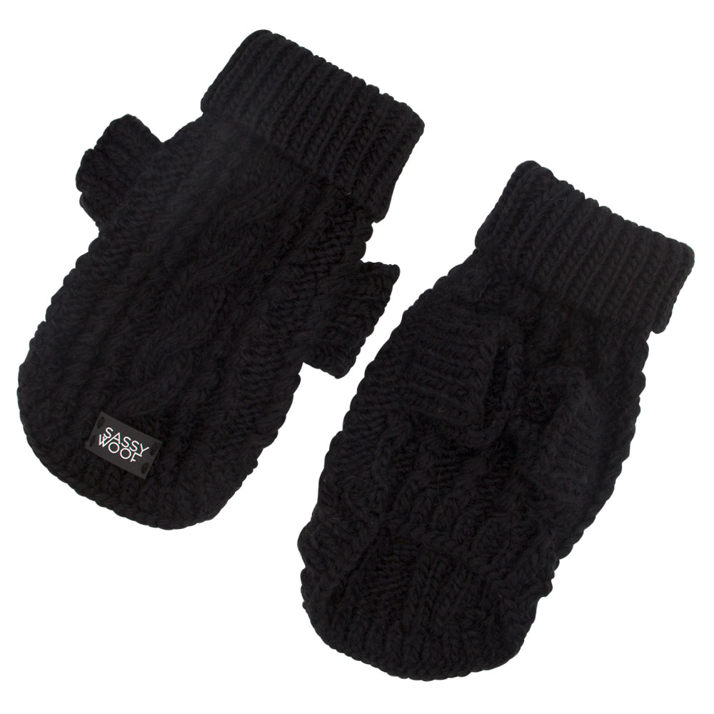 Dog Cable Knit Sweater - Black