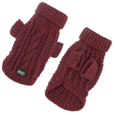 Dog Cable Knit Sweater - Maroon